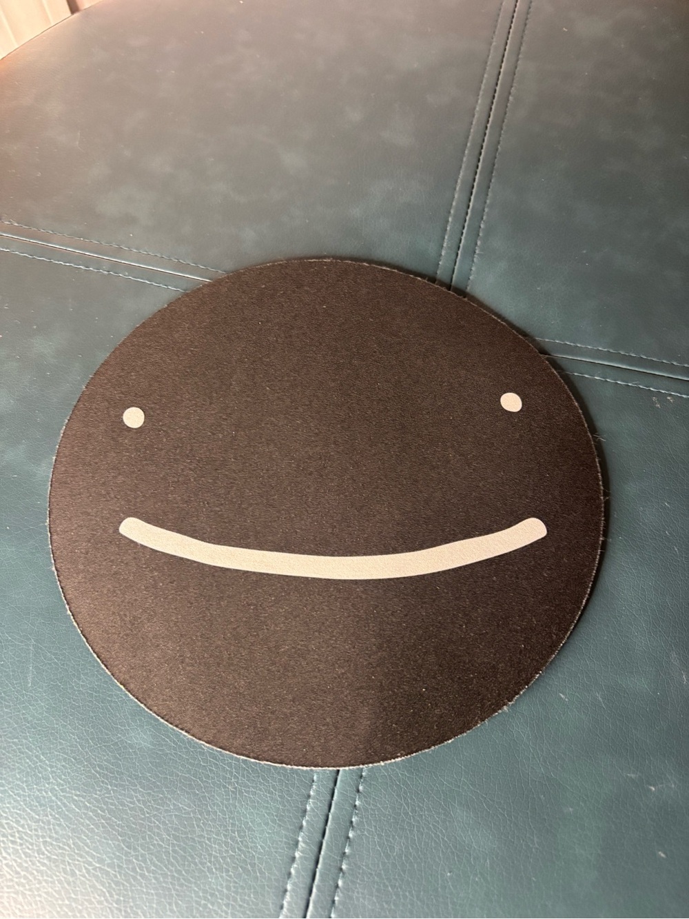 Dream Minimal Round Smiley Desk Pad in Black with White Face